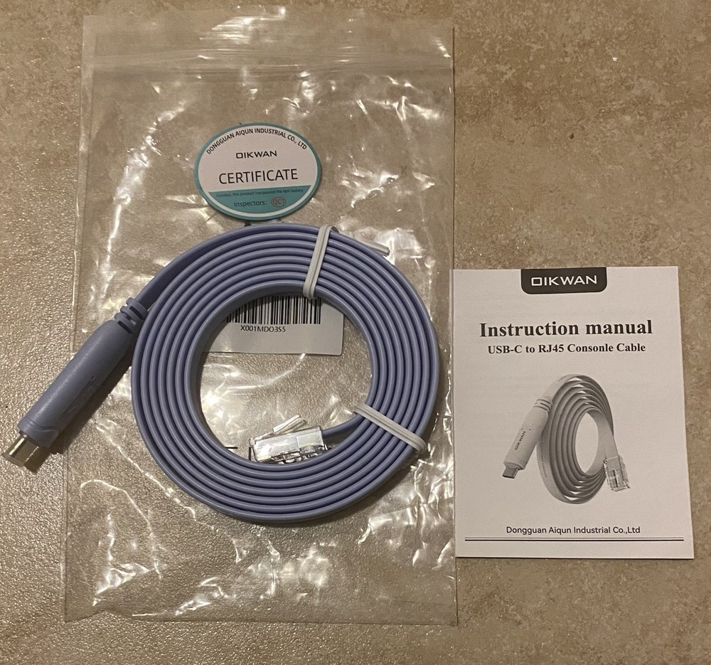 Console Cable 6ft USB-C to RJ45,