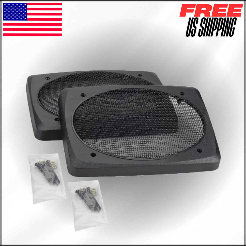 Speaker Grills Black Wire Mesh Durable ABS Plastic Frame Pair 6"x9"