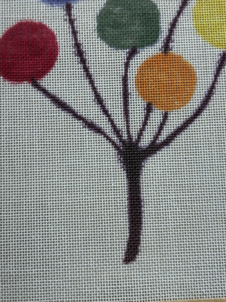 Balloons Bouquet Tree Needlepoint Canvas Colorful Pattern Hand Painted