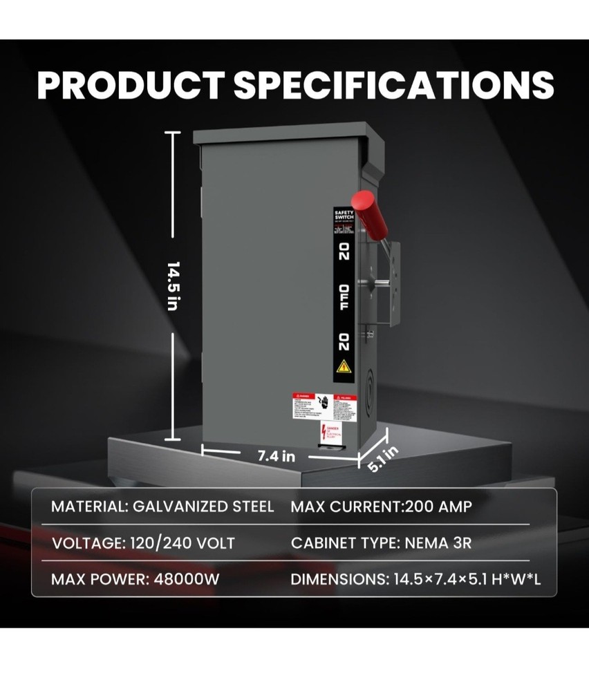 200A Manual Generator Transfer Switchheavy Duty 48000W General Double-Throw