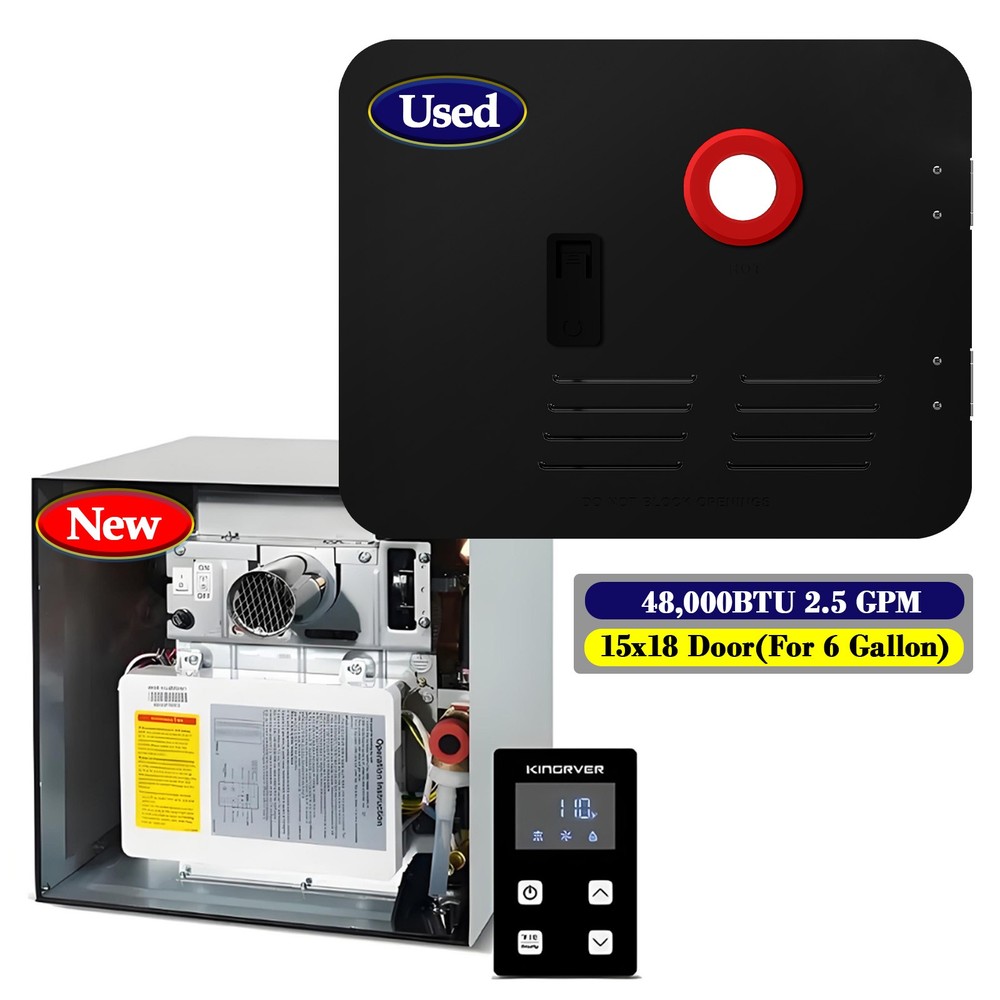 KingRVer 15"x18" RV Tankless Water Heater Propane 48,000 BTU w/Remote Controller