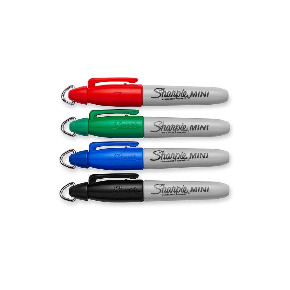 Mini Permanent Markers, Fine Point, Assorted Colors, 4 Pack