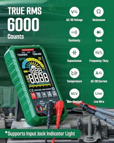 Digital Multimeter TRMS 6000 Counts Voltage Tester NCV Temperature Capacitance