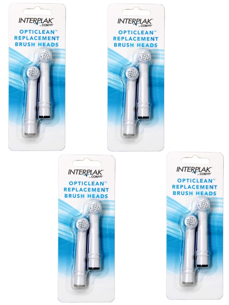 4 Pack - Interplak by Conair OptiClean Replacement Brush Heads, 2 EA