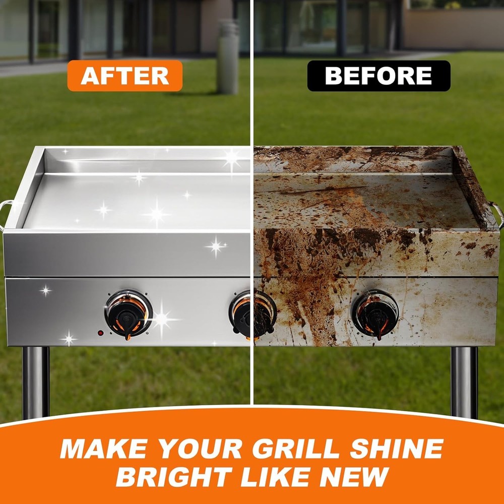 Griddle Scraper, Stainless Steel Flat Top Grill Scraper with 5" Handle,...