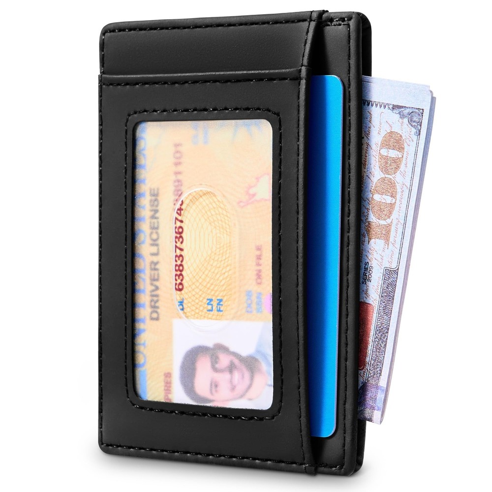 Travelambo Slim Wallet Front Pocket Minimalist Leather RFID Blocking Medium S...