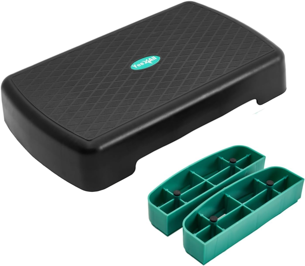 18.9" Aerobic Exercise Step Platform with 2 Risers, Adjustable Height Workout St