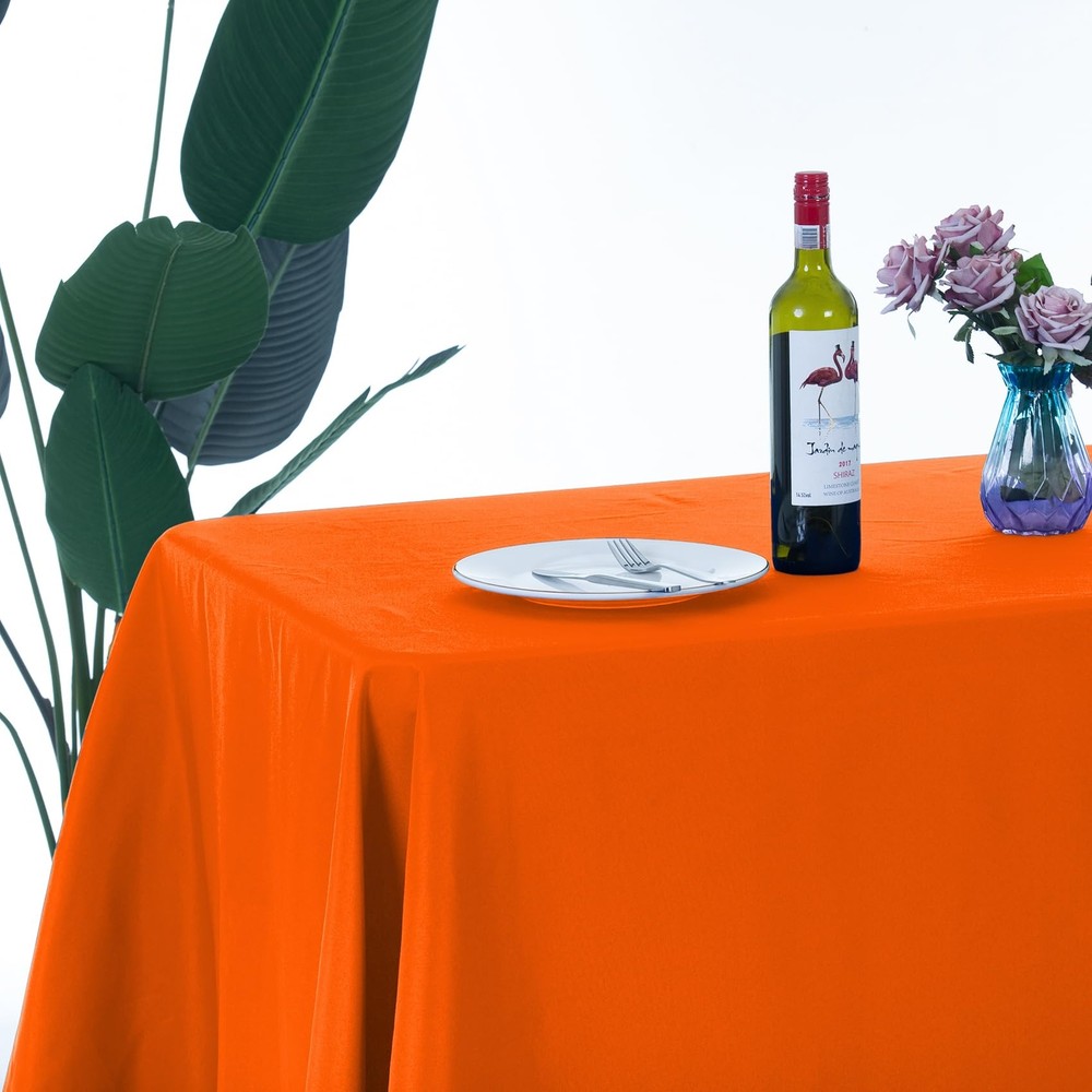 2pack 90x132 Inch Orange Rectangular Tablecloth 8 Feet Table Cloth in Polyest...