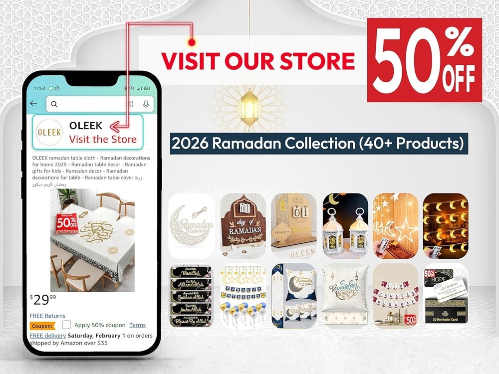 Ramadan Table Runner Set - 4 Ramadan's Pillow Covers 18x18- Ramadan Decoratio...