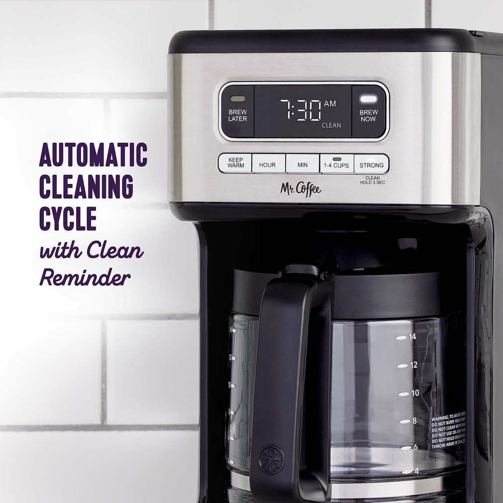 Mr. Coffee 14 Cup Programmable Maker Stainless Steel 14 cup, Silver