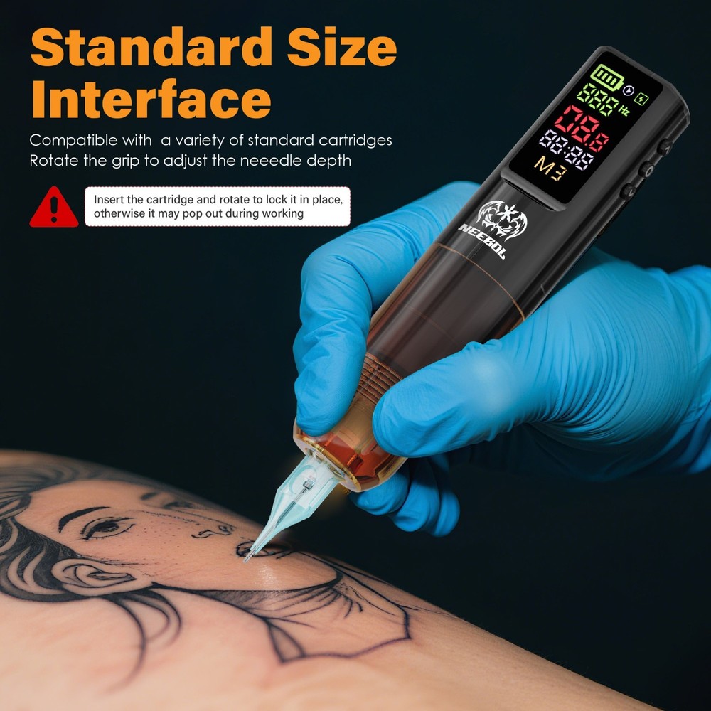 Beginner Tattoo Kit - 1600mAh Lightweight Plastic Pen Machine Full Starter Set
