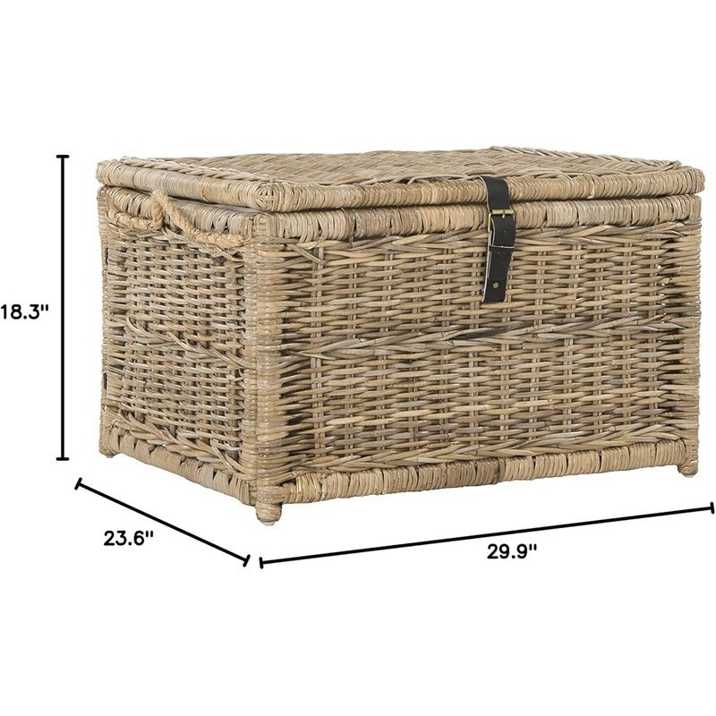 Versatile Wicker Storage Trunk Decorative Bench W/ Cushioned Lid Large Capacity