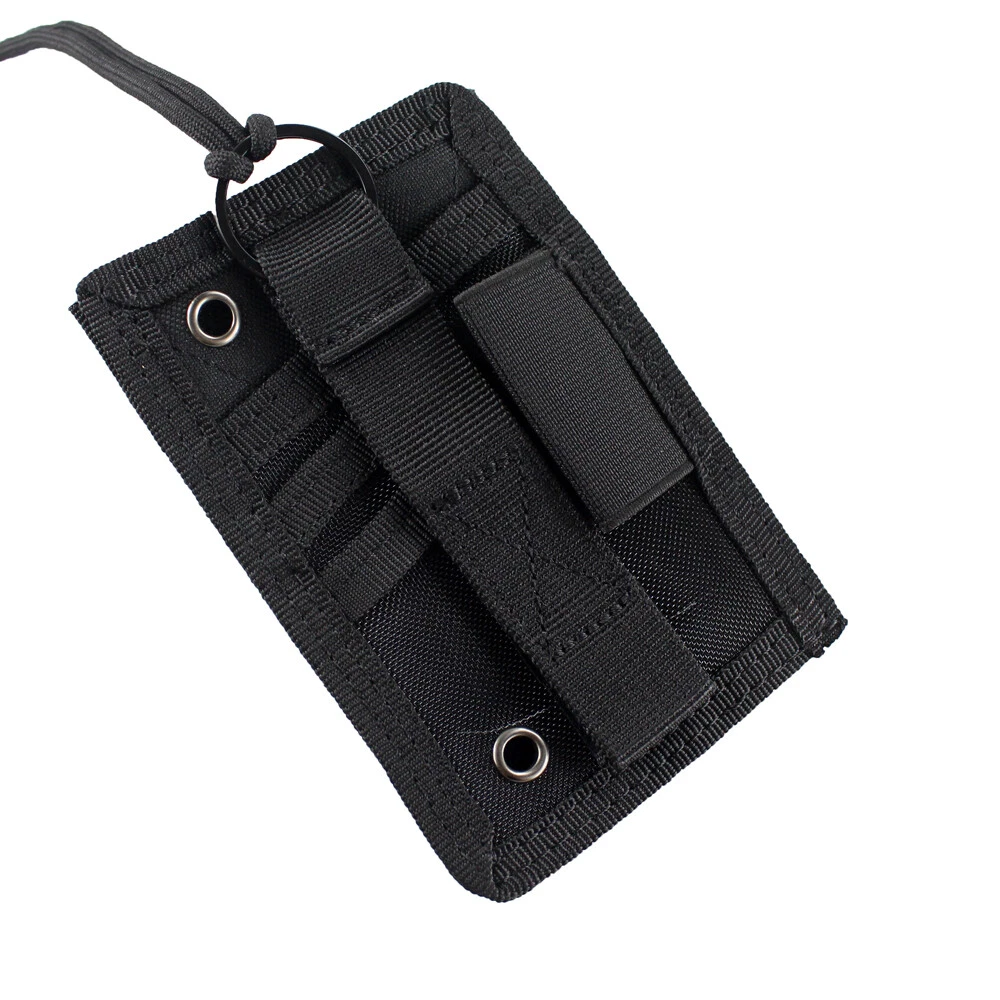 2PC Black Tactical ID Card Holder Hook&Loop Patch Badge Organizer - Neck Lanyard