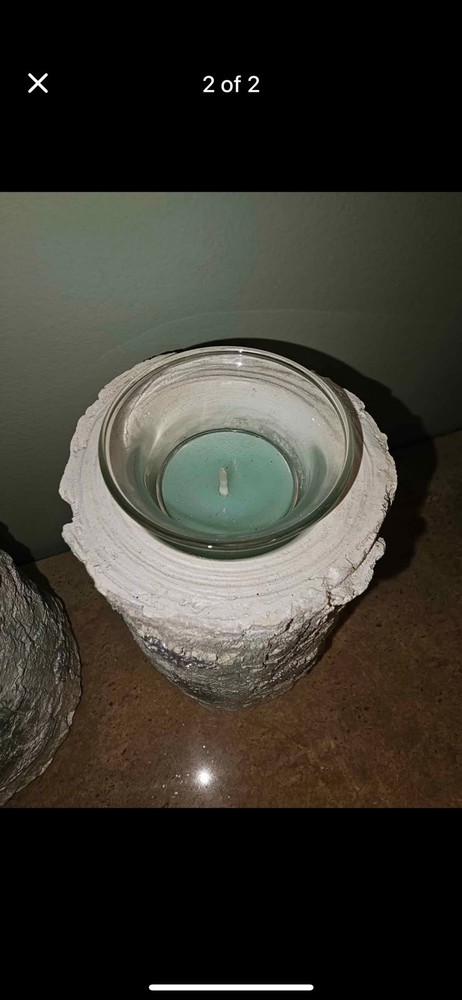 Rustic Cream Winter Candle Holders