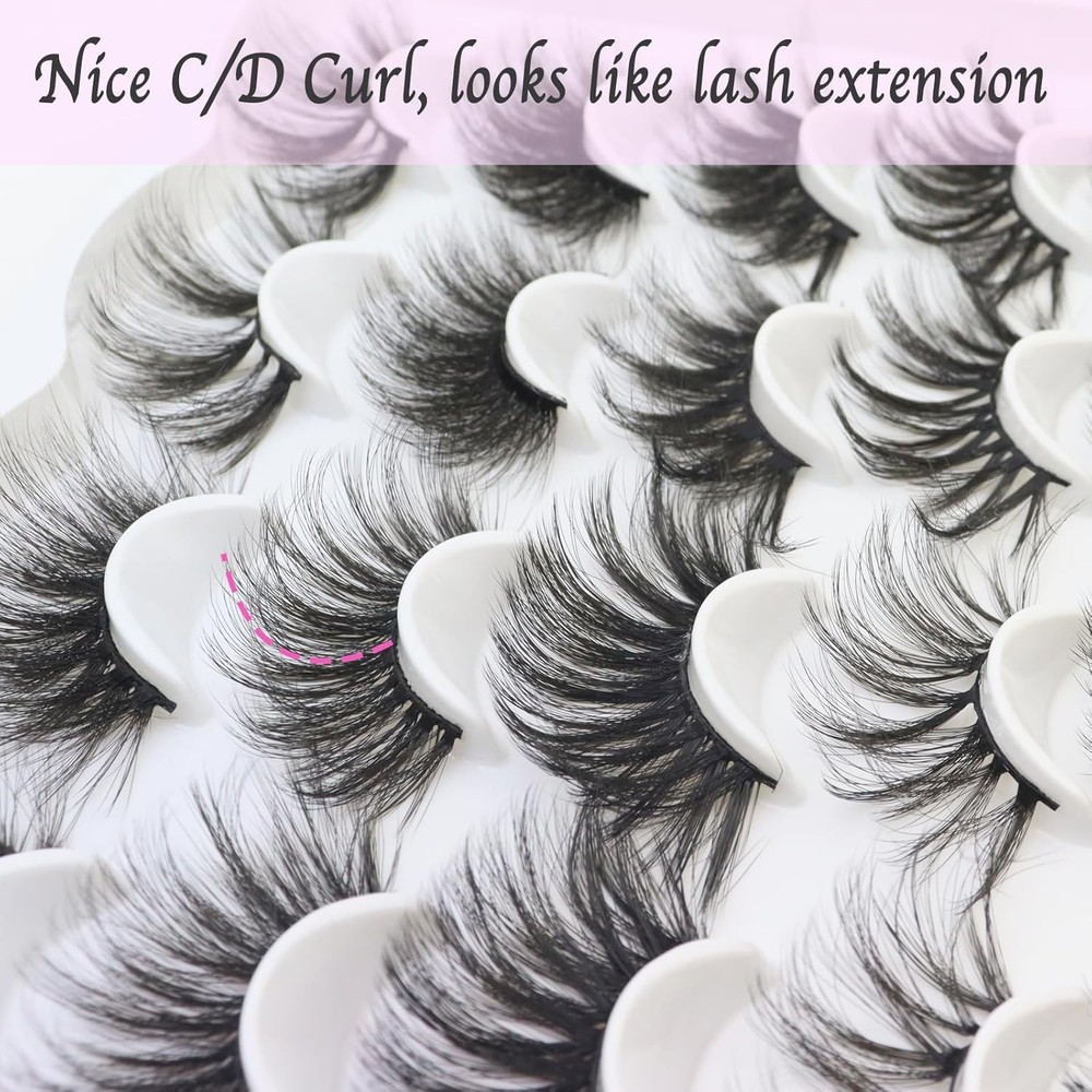 DAODER False Eyelashes 25MM Mink Lashes Dramatic Look Fluffy Long Fake Black