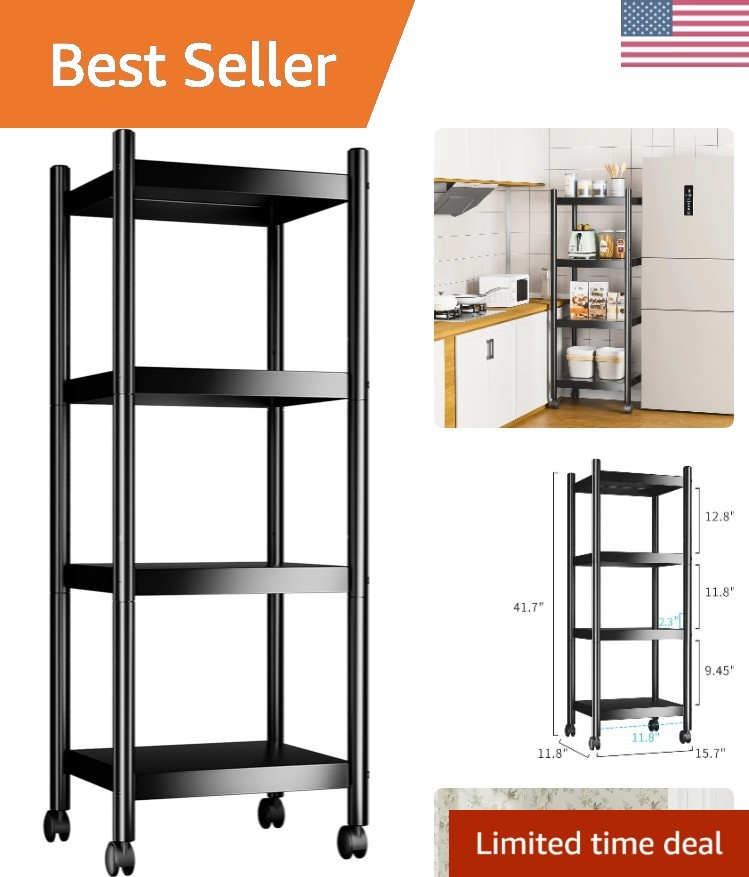 4 Tier Metal Shelving Unit Storage Shelves Rack Utility Small Stand Shelf Car...