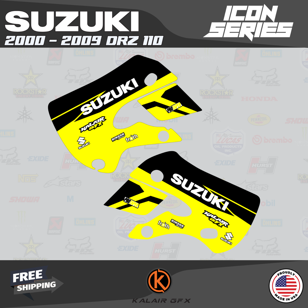 Graphics Kit for Suzuki DRZ110 2000-2009 Icon Series - Yellow Shift