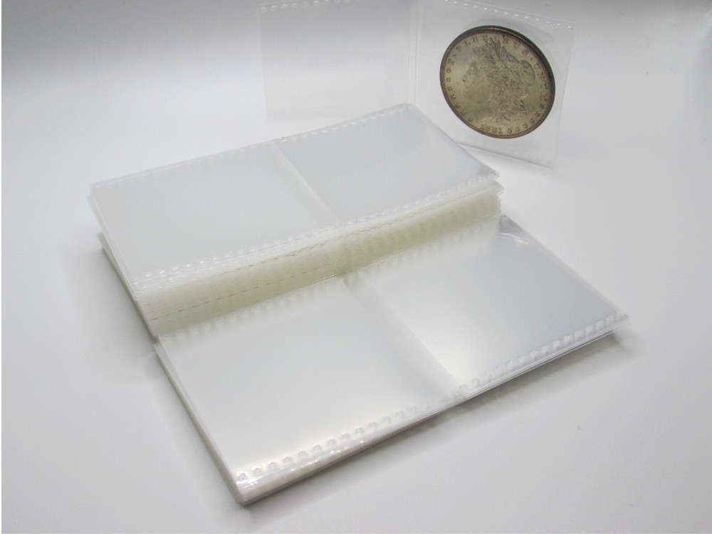 100 2" Polypropylene Coin Flips+paper inserts - 2x2 plastic PVC-free holders