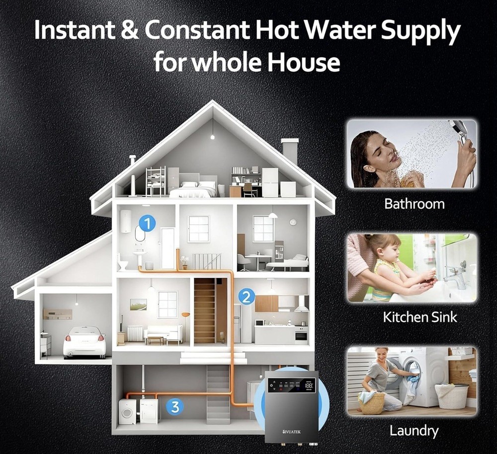 18kW Tankless Water Heater Electric 240V, Instant Hot Water, ETL Certified
