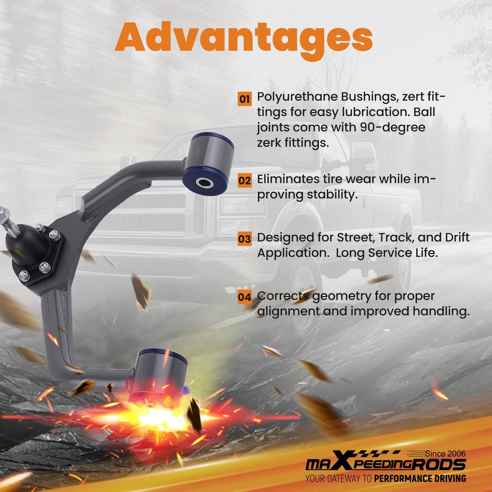 2x Alignment Upper Control Arms Drop Kit for 07-15 Chevy Silverado Sierra 1500