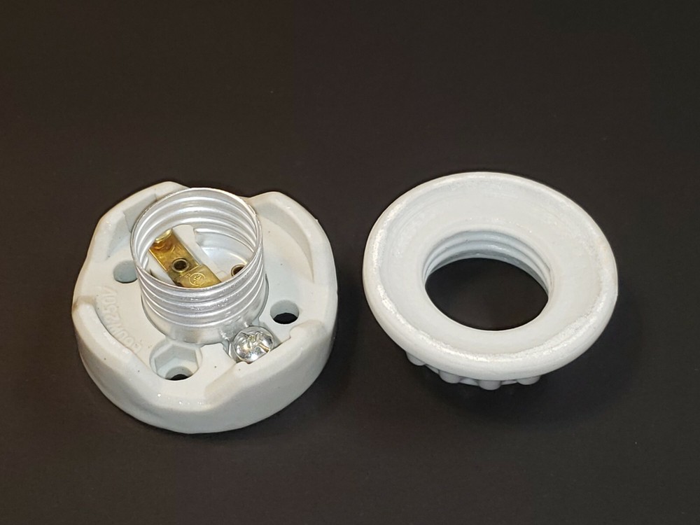 Medium base E26 2-piece Ring Type Sign Edison Socket glazed porcelain 47719JB