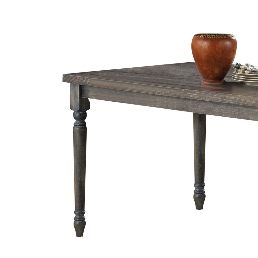 Weathered Grey Dining Table with Turned Leg