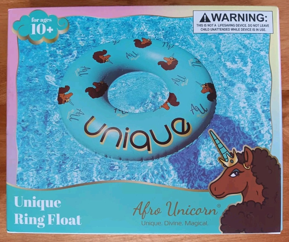 Afro Unicorn "Divine" Inflatable Pool Swim Ring Float 39” Purple QUANTITY SAVING