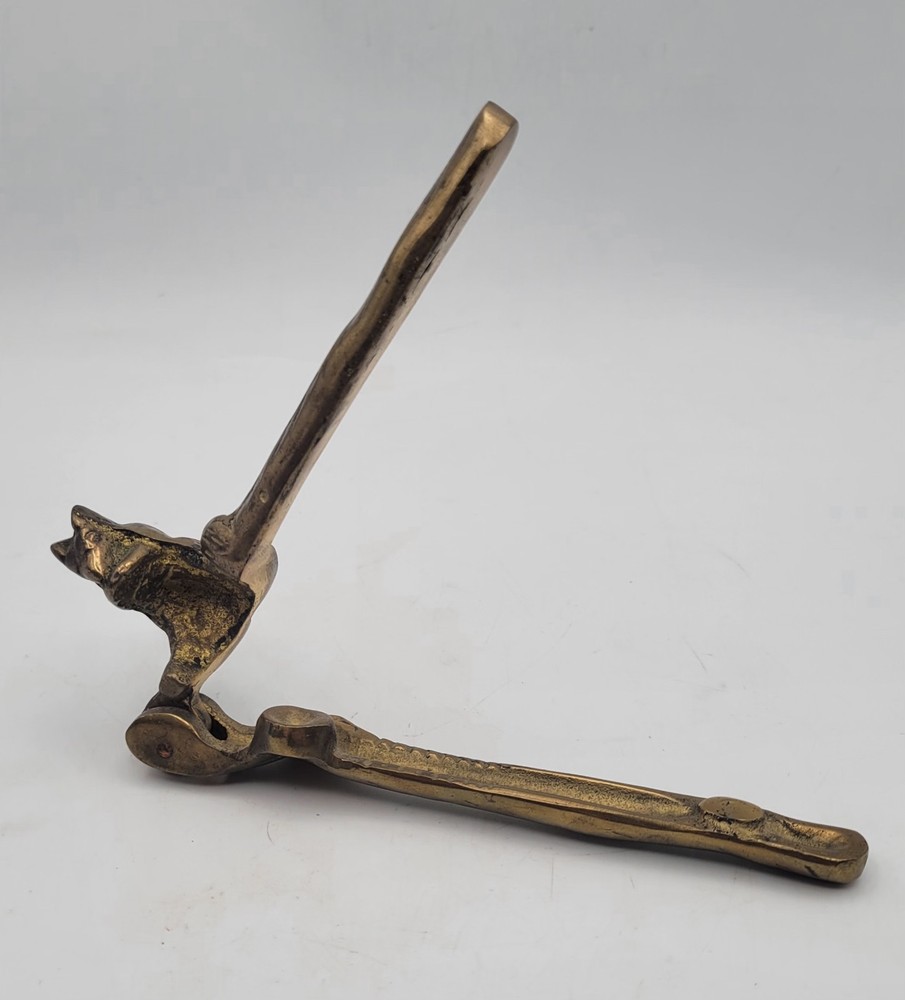 Vintage 5" SQUIRREL Golden SOLID BRASS Nut Cracker OLD