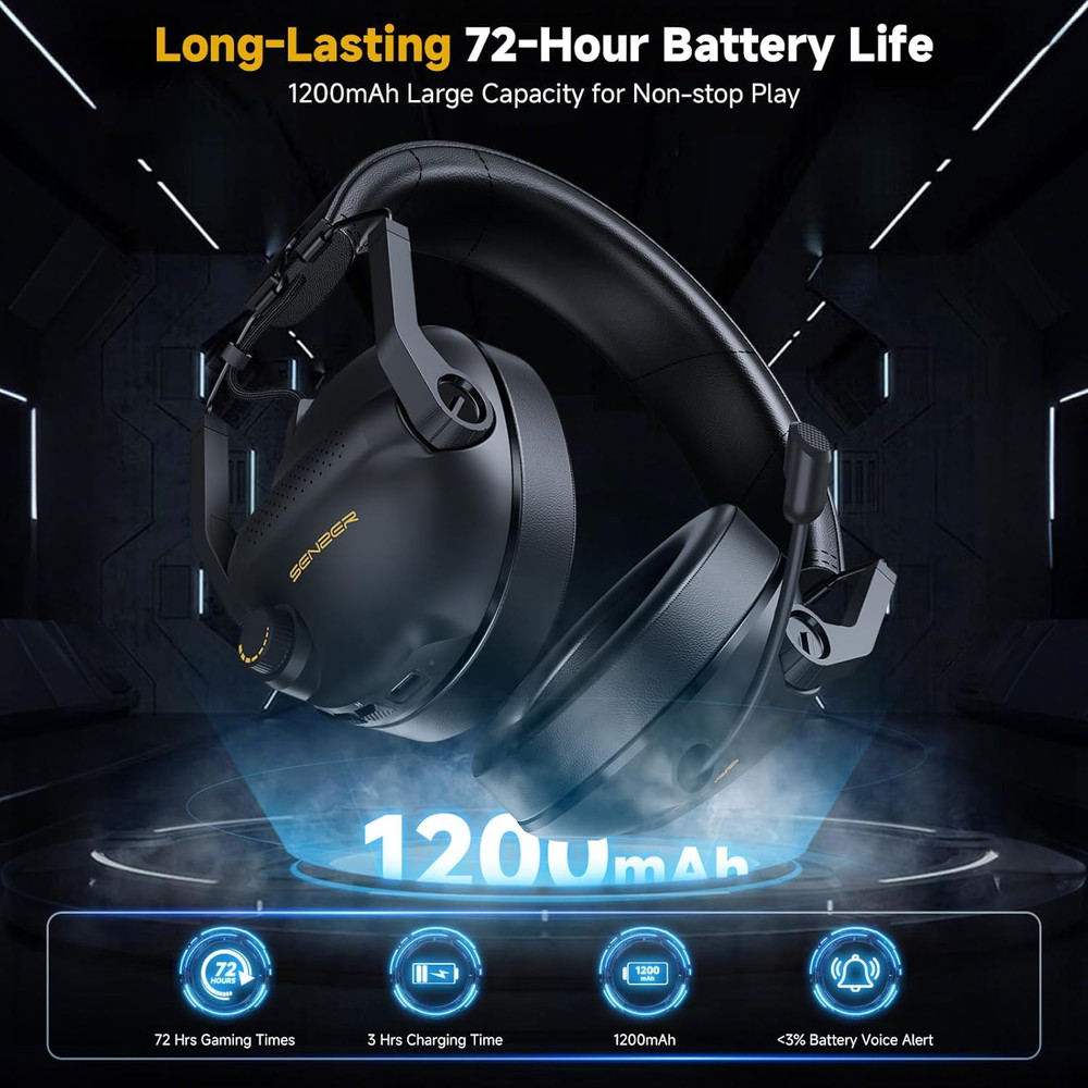 SG600 Wireless Gaming Headset for PC, Laptop, Switch 2.4GHz & Bluetooth