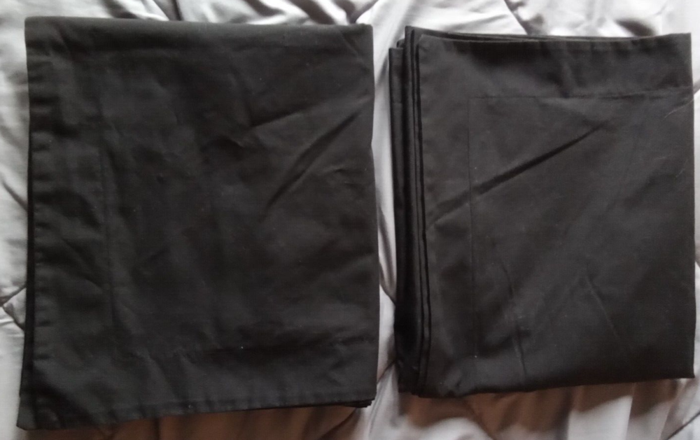 PAIR OF SOLID BLACK KING PILLOW SHAMS/PILLOW COVERS