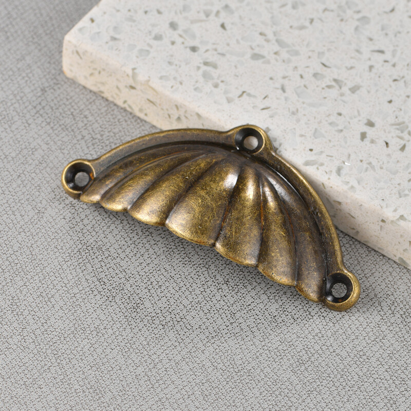 6pcs Shell Shape Antique Handle Drawer Pulls Alloy Handle Cabinet Hardware Decor