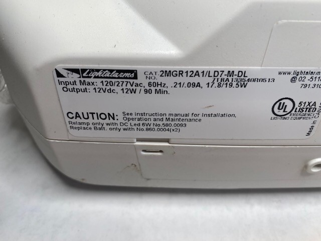 Lightalarms Lighted 2 LED Emergency Exit Light 2MGR12A1/LD7-M-DL *NEW*
