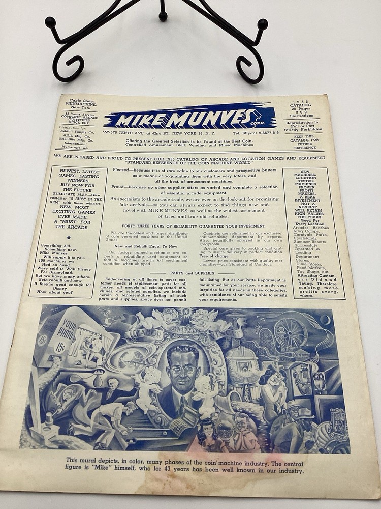 1955 Mike Munves Arcade Catalog & Original Operator Inserts-Complete Lot