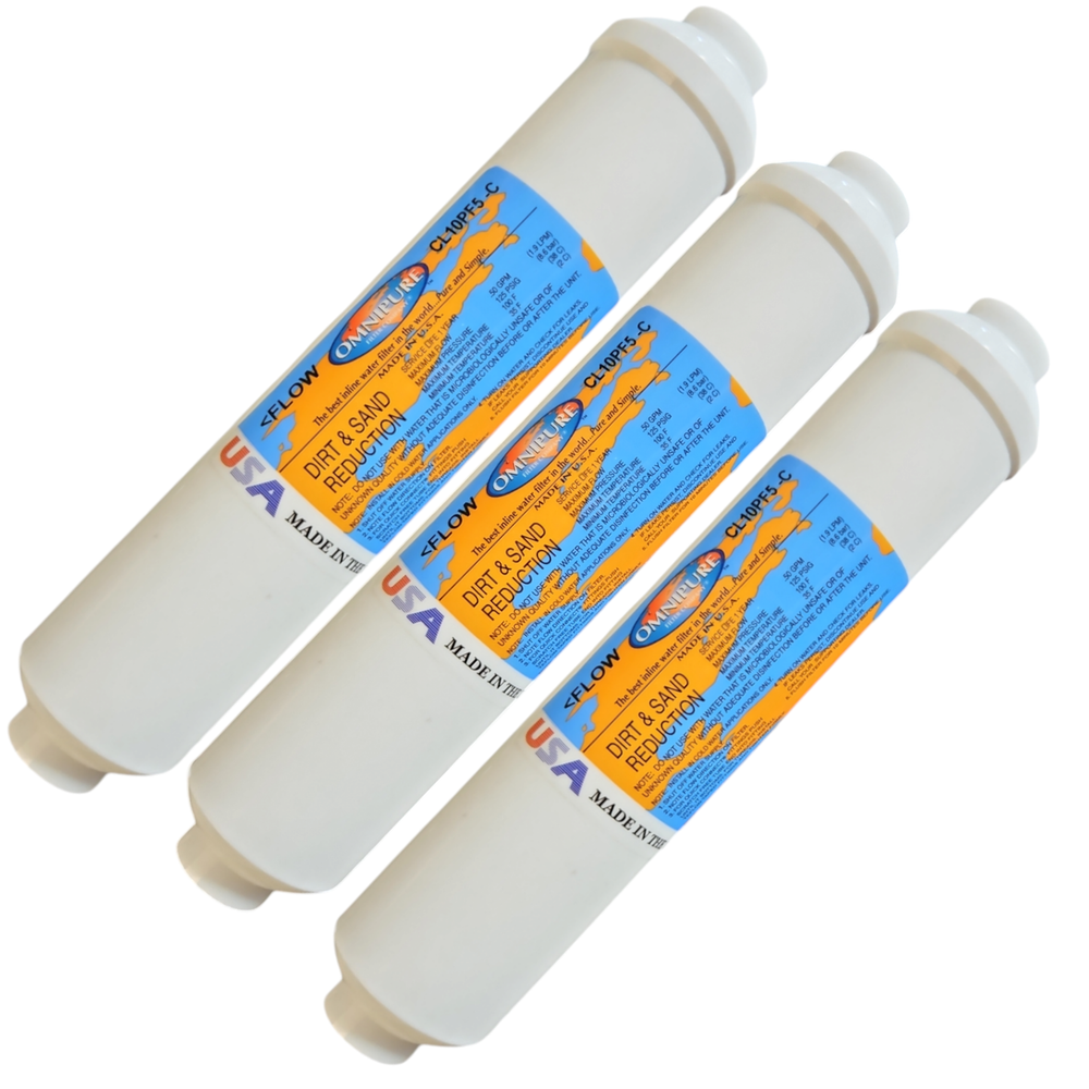 Omnipure CL10PF5-C Sediment 5 Micron Water Filter ( 2" X 10" ) 3/8"FPT (3 pack)