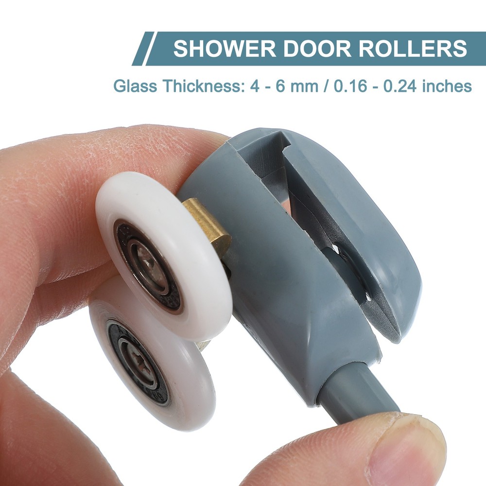 25mm Grey Plastic Double Shower Door Rollers Set