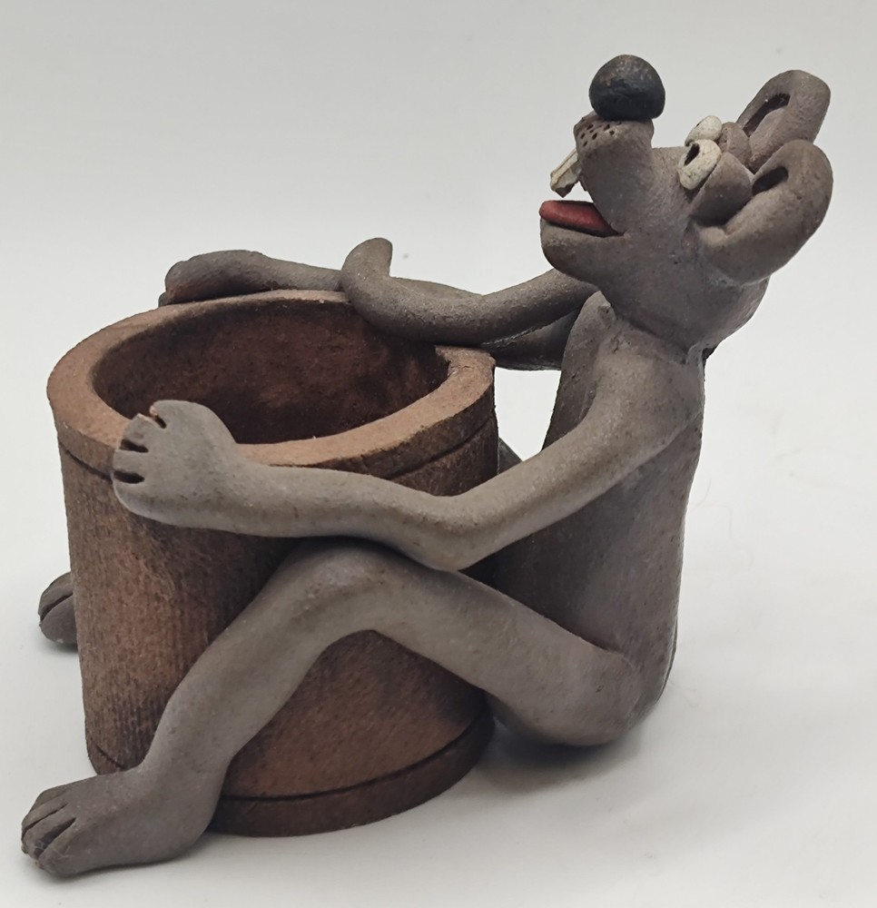 Adorable Handmade Clay Mouse Planter / Toothpick Holder