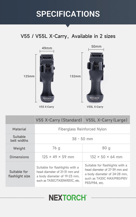 New Nextorch V55 Flashlight Holster V55