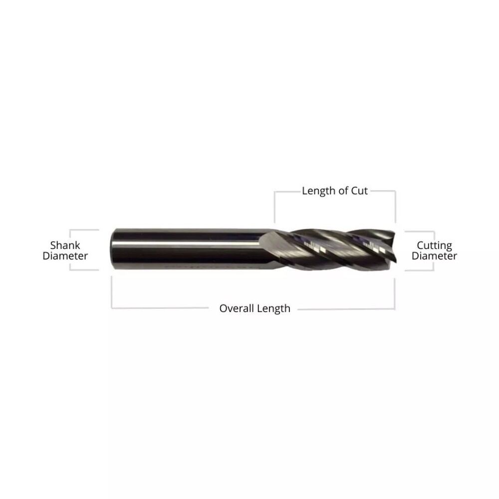 5 PCS 1/4" 4 FLUTE CARBIDE END MILL