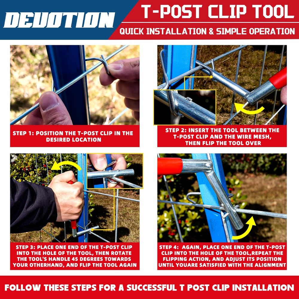 T Post Clips Tool Fence Wire Twisting Bender Handheld Functional Steel Tool