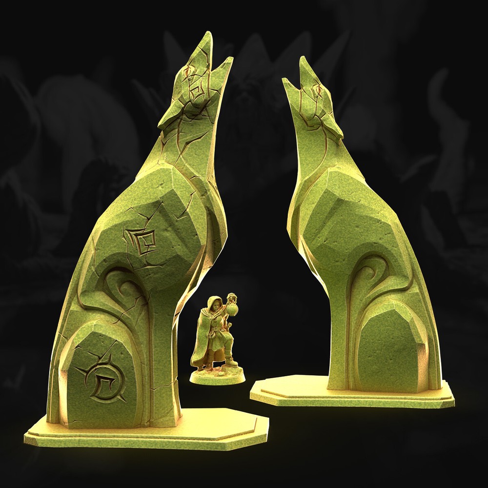 Tabletop Terrain - Wargaming Terrain - Wolf Statues