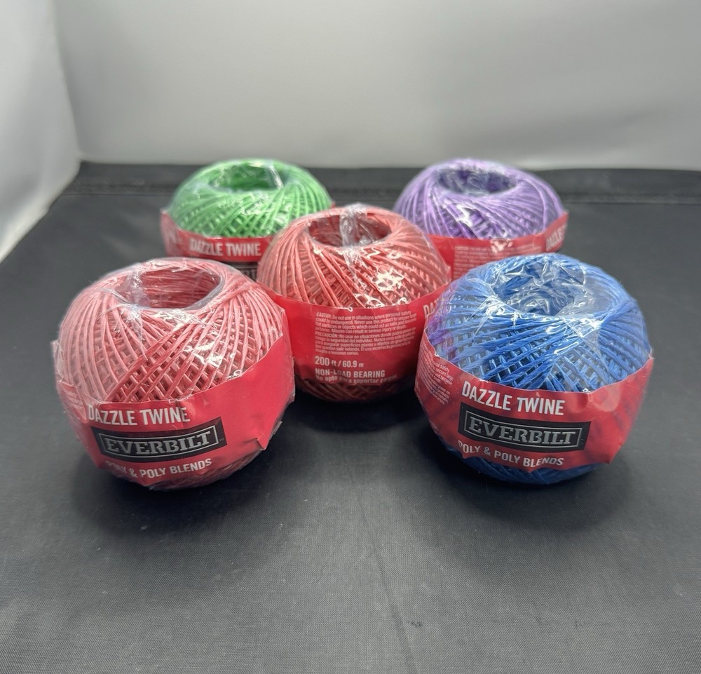 200 FT Metallic 🔴🟢🔵🟣🩷Poly DAZZLE TWINE String Twist Everbilt 5 Pack