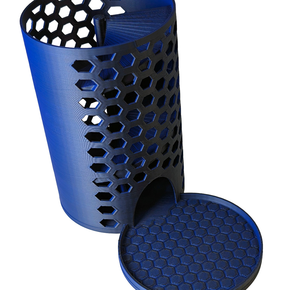 Supportive Solutions Hexagons Dice Tower - One Size Black & Blue - New, Handmade