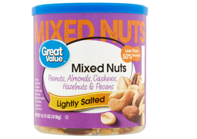 Great Value Roasted & Lightly Salted Mixed Nuts, 14.75 oz..