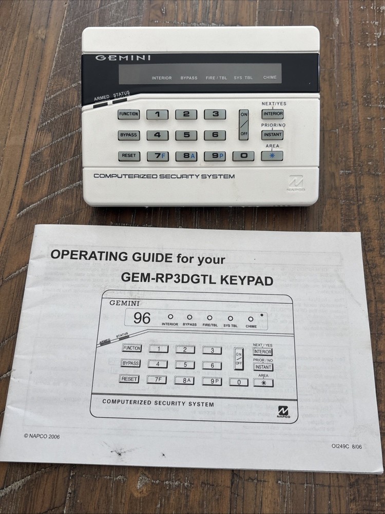 Napco Gemini Alert Security System Control Panel Keypad Security GEM-RP3DGTL