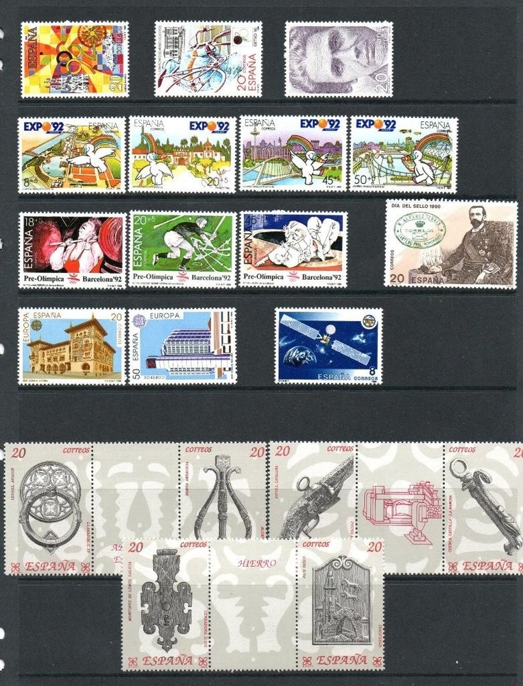 SPAIN MNH 1990 COMPLETE YEAR SETS (2 SCANS)