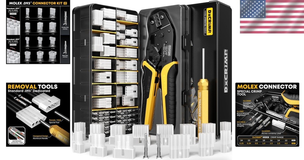 .093" Crimping Tool Kit with Pin Extractor – Durable & Ergonomic Design