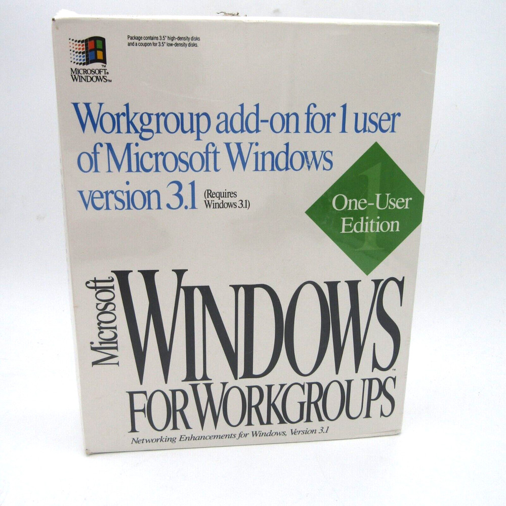 Microsoft Windows For Workgroups  Enhancements For Windows 3.1 One User Sealed