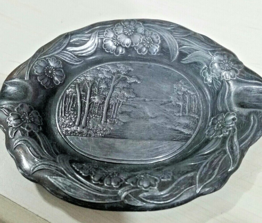 Ashtray-GNCO-marked SNK 850- Silverplate-River scene