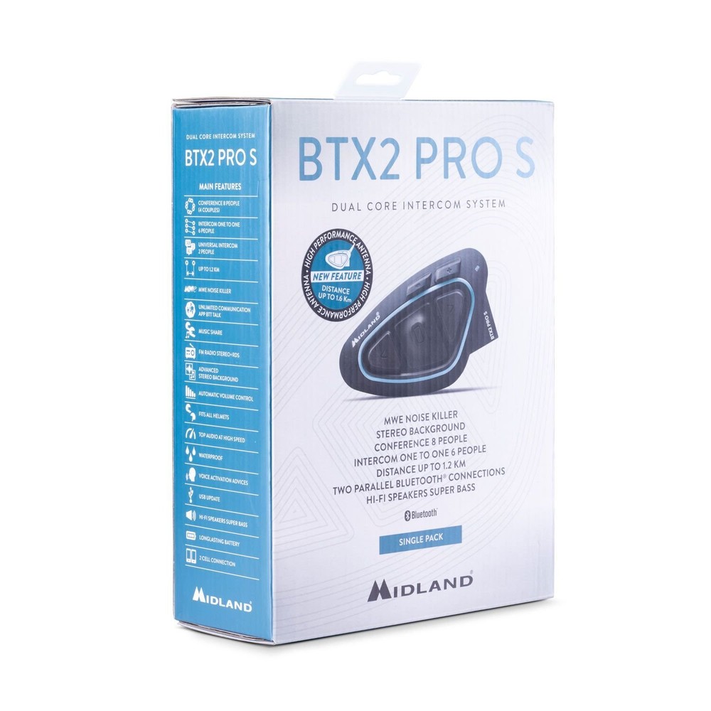 Midland BTX2 Pro S-LR Single Intercom Motorcycle Communication