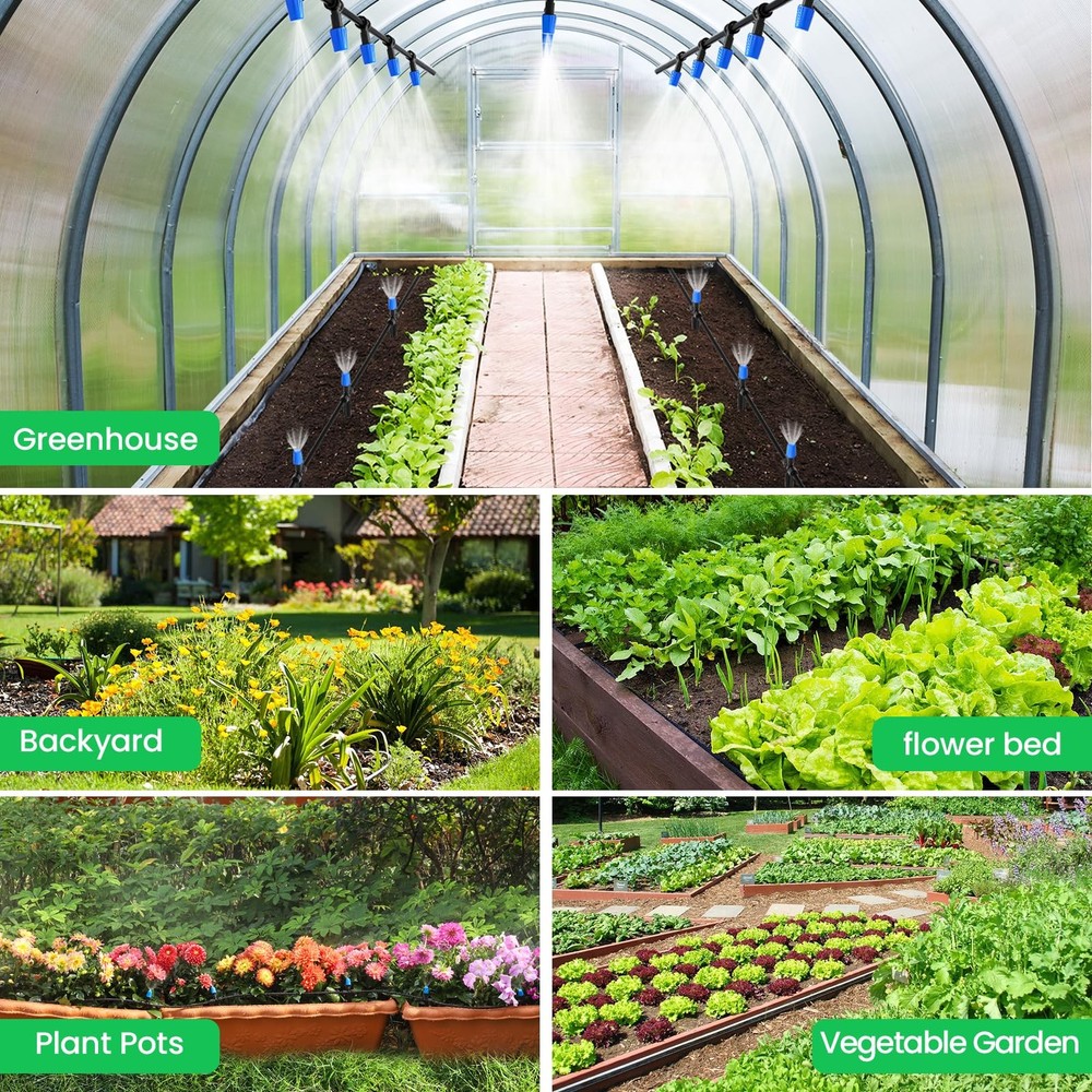 MIXC 65FT Greenhouse Watering System Automatic Mist Irrigation Kit